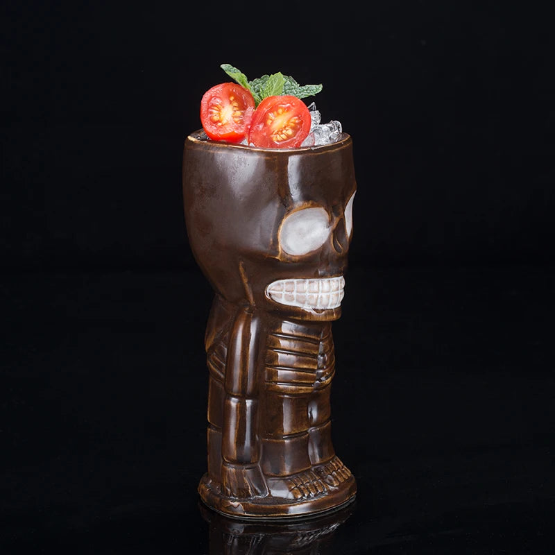 Ceramic Skeleton Tiki Mug – Gothic Halloween Cocktail Glass for Summerween Parties