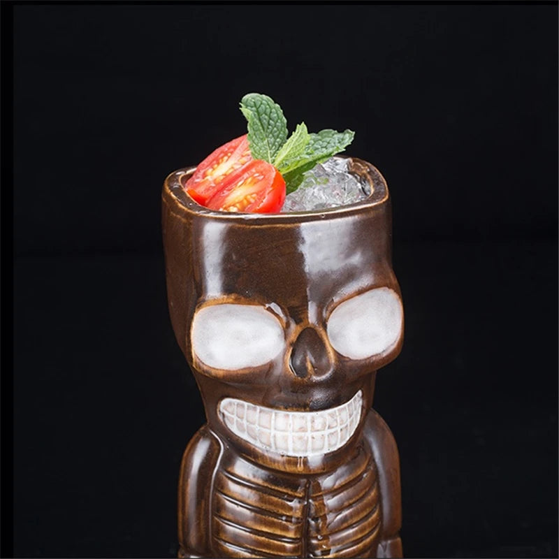Ceramic Skeleton Tiki Mug – Gothic Halloween Cocktail Glass for Summerween Parties