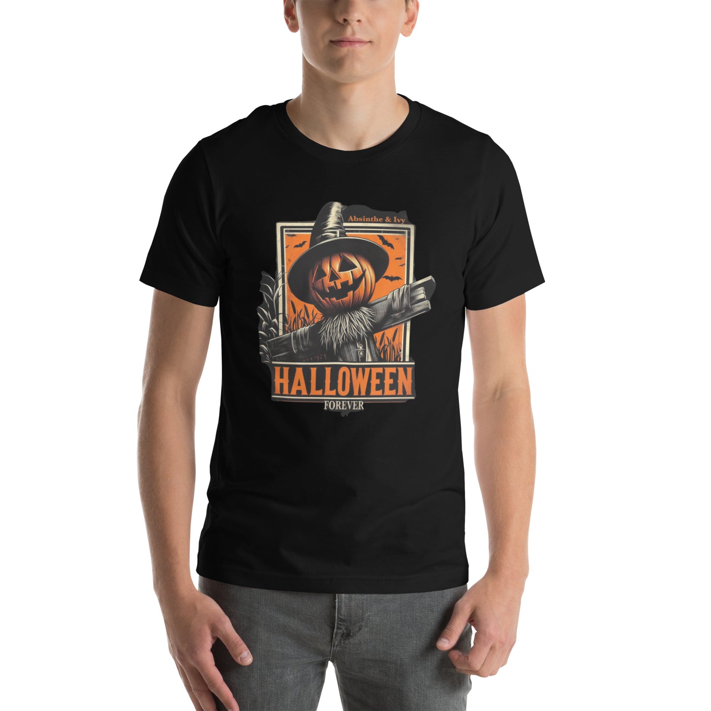 Men's Halloween Forever Scarecrow T-Shirt, Spooky October Vibes. Unisex Horror Shirt