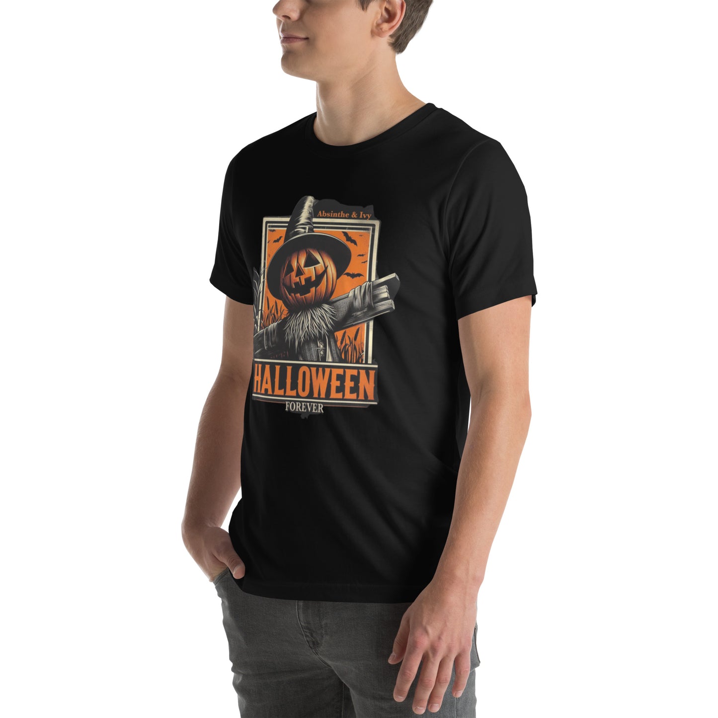 Men's Halloween Forever Scarecrow T-Shirt, Spooky October Vibes. Unisex Horror Shirt