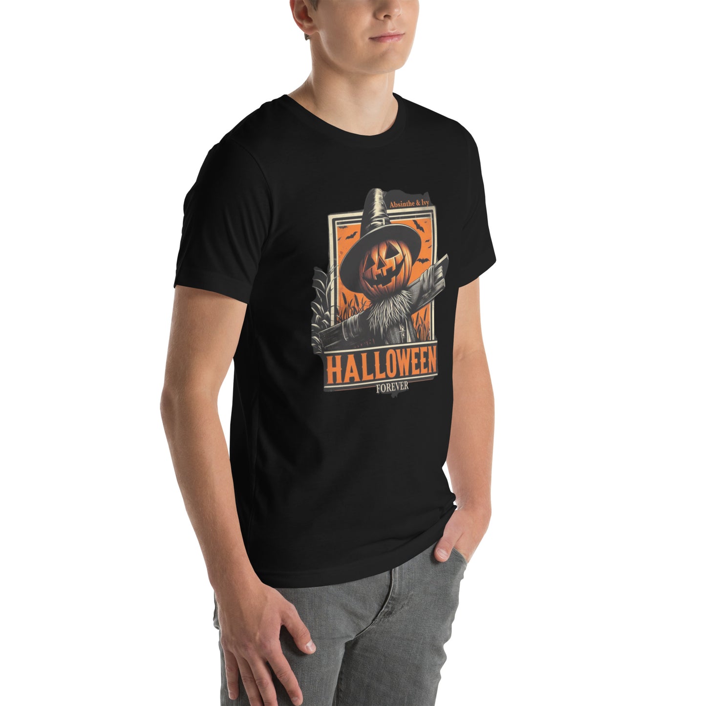 Men's Halloween Forever Scarecrow T-Shirt, Spooky October Vibes. Unisex Horror Shirt
