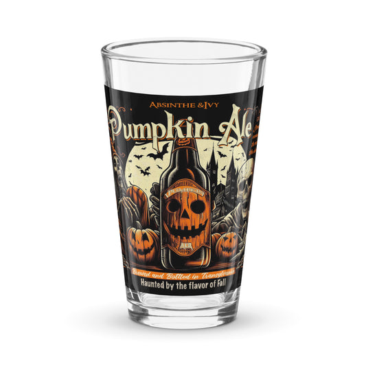 Absinthe and Ivy Haunted Pumpkin Ale pint glass. Halloween beer gift. gothic glassware